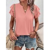 image:imageANRABESS Womens Tops Dressy Casual Blouse Flutter Short Sleeve ShirtsCoral