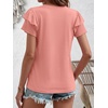 image:imageANRABESS Womens Tops Dressy Casual Blouse Flutter Short Sleeve ShirtsCoral