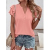 image:imageANRABESS Womens Tops Dressy Casual Blouse Flutter Short Sleeve ShirtsCoral