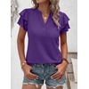 image:imageANRABESS Womens Tops Dressy Casual Blouse Flutter Short Sleeve ShirtsDeep Purple