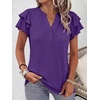 image:imageANRABESS Womens Tops Dressy Casual Blouse Flutter Short Sleeve ShirtsDeep Purple