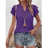 image:imageANRABESS Womens Tops Dressy Casual Blouse Flutter Short Sleeve ShirtsDeep Purple
