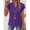 image:imageANRABESS Womens Tops Dressy Casual Blouse Flutter Short Sleeve ShirtsDeep Purple