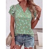 image:imageANRABESS Womens Tops Dressy Casual Blouse Flutter Short Sleeve ShirtsGreen Floral Print