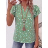 image:imageANRABESS Womens Tops Dressy Casual Blouse Flutter Short Sleeve ShirtsGreen Floral Print