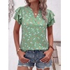 image:imageANRABESS Womens Tops Dressy Casual Blouse Flutter Short Sleeve ShirtsGreen Floral Print