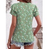 image:imageANRABESS Womens Tops Dressy Casual Blouse Flutter Short Sleeve ShirtsGreen Floral Print