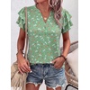 image:imageANRABESS Womens Tops Dressy Casual Blouse Flutter Short Sleeve ShirtsGreen Floral Print