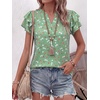 image:imageANRABESS Womens Tops Dressy Casual Blouse Flutter Short Sleeve ShirtsGreen Floral Print