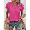 image:imageANRABESS Womens Tops Dressy Casual Blouse Flutter Short Sleeve ShirtsHot Pink