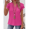 image:imageANRABESS Womens Tops Dressy Casual Blouse Flutter Short Sleeve ShirtsHot Pink