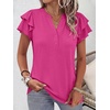 image:imageANRABESS Womens Tops Dressy Casual Blouse Flutter Short Sleeve ShirtsHot Pink