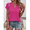 image:imageANRABESS Womens Tops Dressy Casual Blouse Flutter Short Sleeve ShirtsHot Pink
