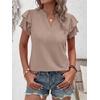 image:imageANRABESS Womens Tops Dressy Casual Blouse Flutter Short Sleeve ShirtsKhaki