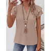 image:imageANRABESS Womens Tops Dressy Casual Blouse Flutter Short Sleeve ShirtsKhaki