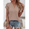 image:imageANRABESS Womens Tops Dressy Casual Blouse Flutter Short Sleeve ShirtsKhaki