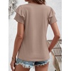 image:imageANRABESS Womens Tops Dressy Casual Blouse Flutter Short Sleeve ShirtsKhaki
