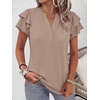 image:imageANRABESS Womens Tops Dressy Casual Blouse Flutter Short Sleeve ShirtsKhaki