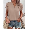 image:imageANRABESS Womens Tops Dressy Casual Blouse Flutter Short Sleeve ShirtsKhaki
