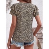 image:imageANRABESS Womens Tops Dressy Casual Blouse Flutter Short Sleeve ShirtsLeopard Apricot