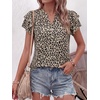 image:imageANRABESS Womens Tops Dressy Casual Blouse Flutter Short Sleeve ShirtsLeopard Apricot