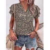 image:imageANRABESS Womens Tops Dressy Casual Blouse Flutter Short Sleeve ShirtsLeopard Apricot
