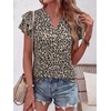 image:imageANRABESS Womens Tops Dressy Casual Blouse Flutter Short Sleeve ShirtsLeopard Apricot