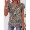 image:imageANRABESS Womens Tops Dressy Casual Blouse Flutter Short Sleeve ShirtsLeopard Apricot
