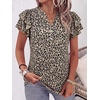 image:imageANRABESS Womens Tops Dressy Casual Blouse Flutter Short Sleeve ShirtsLeopard Apricot
