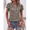 image:imageANRABESS Womens Tops Dressy Casual Blouse Flutter Short Sleeve ShirtsLeopard Apricot