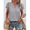 image:imageANRABESS Womens Tops Dressy Casual Blouse Flutter Short Sleeve ShirtsLight Grey