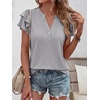 image:imageANRABESS Womens Tops Dressy Casual Blouse Flutter Short Sleeve ShirtsLight Grey