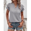 image:imageANRABESS Womens Tops Dressy Casual Blouse Flutter Short Sleeve ShirtsLight Grey