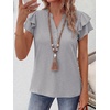 image:imageANRABESS Womens Tops Dressy Casual Blouse Flutter Short Sleeve ShirtsLight Grey