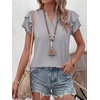 image:imageANRABESS Womens Tops Dressy Casual Blouse Flutter Short Sleeve ShirtsLight Grey