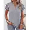 image:imageANRABESS Womens Tops Dressy Casual Blouse Flutter Short Sleeve ShirtsLight Grey