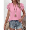 image:imageANRABESS Womens Tops Dressy Casual Blouse Flutter Short Sleeve ShirtsLight Pink