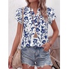 image:imageANRABESS Womens Tops Dressy Casual Blouse Flutter Short Sleeve ShirtsNavy Blue Floral