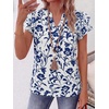 image:imageANRABESS Womens Tops Dressy Casual Blouse Flutter Short Sleeve ShirtsNavy Blue Floral