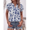 image:imageANRABESS Womens Tops Dressy Casual Blouse Flutter Short Sleeve ShirtsNavy Blue Floral