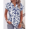 image:imageANRABESS Womens Tops Dressy Casual Blouse Flutter Short Sleeve ShirtsNavy Blue Floral