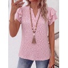 image:imageANRABESS Womens Tops Dressy Casual Blouse Flutter Short Sleeve ShirtsPink White Dot