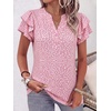 image:imageANRABESS Womens Tops Dressy Casual Blouse Flutter Short Sleeve ShirtsPink White Dot