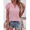 image:imageANRABESS Womens Tops Dressy Casual Blouse Flutter Short Sleeve ShirtsPink White Dot