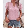 image:imageANRABESS Womens Tops Dressy Casual Blouse Flutter Short Sleeve ShirtsPink White Dot