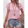 image:imageANRABESS Womens Tops Dressy Casual Blouse Flutter Short Sleeve ShirtsPink White Dot