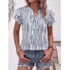 image:imageANRABESS Womens Tops Dressy Casual Blouse Flutter Short Sleeve ShirtsWhite Blue Stripe