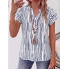 image:imageANRABESS Womens Tops Dressy Casual Blouse Flutter Short Sleeve ShirtsWhite Blue Stripe