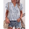 image:imageANRABESS Womens Tops Dressy Casual Blouse Flutter Short Sleeve ShirtsWhite Blue Stripe