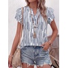 image:imageANRABESS Womens Tops Dressy Casual Blouse Flutter Short Sleeve ShirtsWhite Blue Stripe